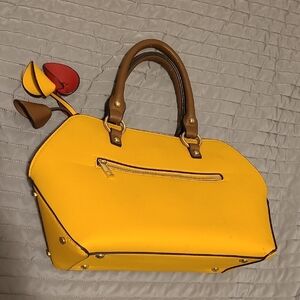 Vibrant Yellow Satchel Modern Stylish Design Tassels‎